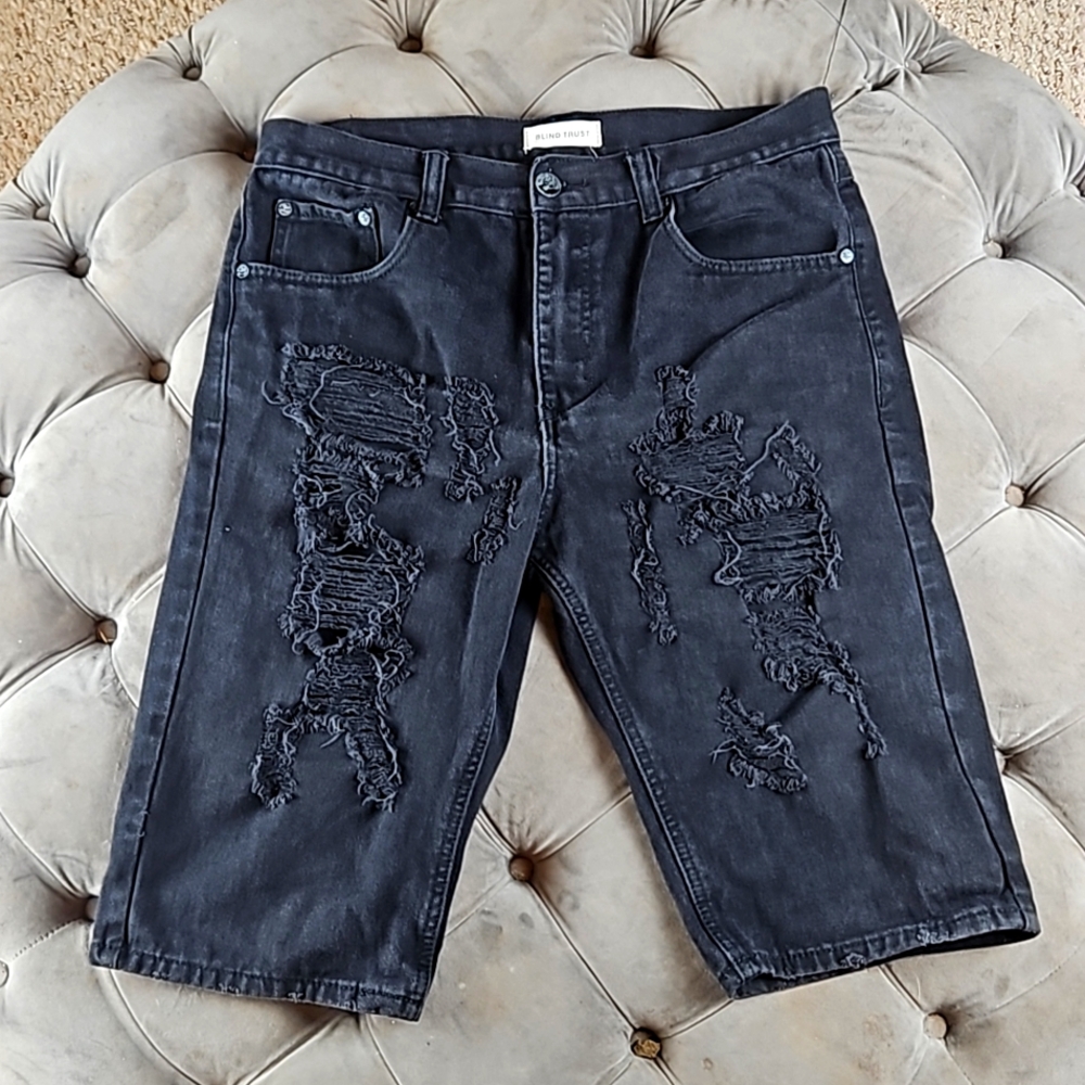 Blind Trust Distressed Denim Shorts